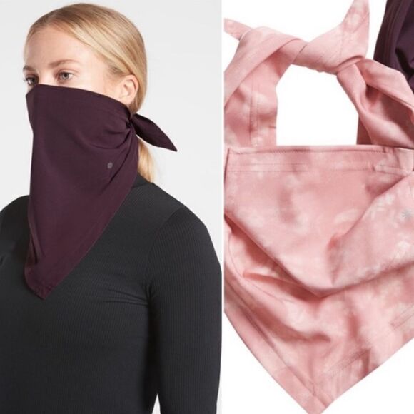 Athleta Made to Move NEW Bandana Gaiter Face Mask Set - Size M / L Pink Purple - Picture 1 of 6